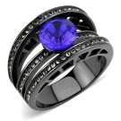 TK3453 - IP Light Black (IP Gun) Stainless Steel Ring with Top Grade Crystal in Sapphire