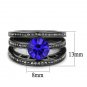 TK3453 - IP Light Black (IP Gun) Stainless Steel Ring with Top Grade Crystal in Sapphire