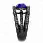 TK3453 - IP Light Black (IP Gun) Stainless Steel Ring with Top Grade Crystal in Sapphire