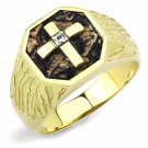 TK3464 - IP Gold(Ion Plating) Stainless Steel Ring with Top Grade Crystal in Clear