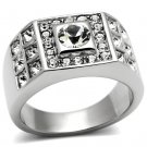 TK350 - High polished (no plating) Stainless Steel Ring with Top Grade Crystal in Clear