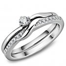 TK3508 - High polished (no plating) Stainless Steel Ring with AAA Grade CZ in Clear