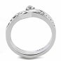 TK3508 - High polished (no plating) Stainless Steel Ring with AAA Grade CZ in Clear