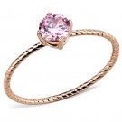 TK3558 - IP Rose Gold(Ion Plating) Stainless Steel Ring with AAA Grade CZ in Rose