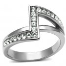 TK624 - High polished (no plating) Stainless Steel Ring with Top Grade Crystal in Clear