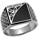 TK711 - High polished (no plating) Stainless Steel Ring with Top Grade Crystal in Clear