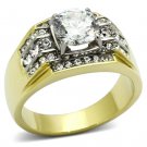 TK736 - Two-Tone IP Gold (Ion Plating) Stainless Steel Ring with AAA Grade CZ in Clear