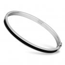 TK741 - High polished (no plating) Stainless Steel Bangle with Epoxy in Jet Default Title