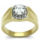 TK758 - Two-Tone IP Gold (Ion Plating) Stainless Steel Ring with AAA Grade CZ in Clear
