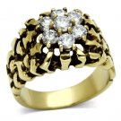 TK771 - IP Gold(Ion Plating) Stainless Steel Ring with AAA Grade CZ in Clear