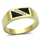 TK775 - IP Gold(Ion Plating) Stainless Steel Ring with Top Grade Crystal in Clear
