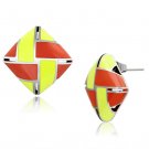 TK897 - High polished (no plating) Stainless Steel Earrings with Epoxy in Multi Color Default Title