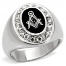 TK8X023 - High polished (no plating) Stainless Steel Ring with Top Grade Crystal in Clear