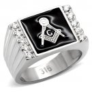 TK8X030 - High polished (no plating) Stainless Steel Ring with AAA Grade CZ in Clear