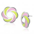 TK904 - High polished (no plating) Stainless Steel Earrings with Epoxy in Multi Color Default Title