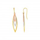 Tri-Tone Graduated Open Marquise Earrings in 10k Yellow White and Rose Gold Tri-Color Gold