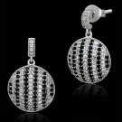 TS069 - Rhodium 925 Sterling Silver Earrings with AAA Grade CZ in Jet Default Title