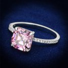TS179 - Rhodium 925 Sterling Silver Ring with Cubic in Rose