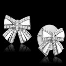 TS287 - Rhodium 925 Sterling Silver Earrings with AAA Grade CZ in Clear Default Title