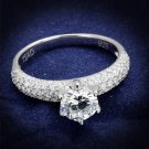 TS521 - Rhodium 925 Sterling Silver Ring with AAA Grade CZ in Clear