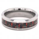Tungsten Black & Red Pattern Center Ring - TGR1000