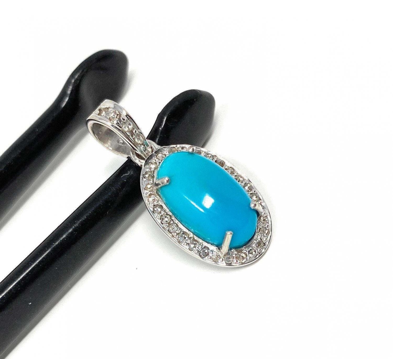 Turquoise PGenuine Sleeping Beauty Turquoise Pendant Gemstone Pendant 0.90' x 0.45' Default Title