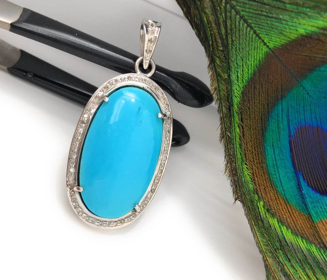 TurquSleeping Beauty Turquoise Pendant Natural Genuine Gemstone Jewelry DIY Pendant Default Title