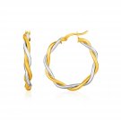 Two-Tone Twisted Wire Round Hoop Earrings in 10k Yellow and White Gold Two-Tone Gold