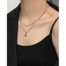 Vintage Asymmetry Chain Love Heart 925 Sterling Silver Necklace Vintage