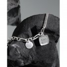 Vintage Asymmetry Curb Figaro Chain Love Drop 925 Sterling Silver Bracelet Vintage