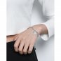 Vintage Asymmetry Curb Figaro Chain Love Drop 925 Sterling Silver Bracelet Vintage