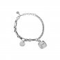 Vintage Asymmetry Curb Figaro Chain Love Drop 925 Sterling Silver Bracelet Vintage