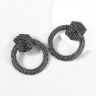 Vintage Exaggerated Alloy Set Rhinestones Round Earrings AB color