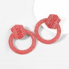 Vintage Exaggerated Alloy Set Rhinestones Round Earrings black