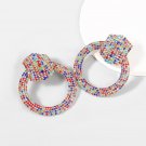 Vintage Exaggerated Alloy Set Rhinestones Round Earrings gold