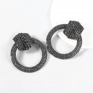 Vintage Exaggerated Alloy Set Rhinestones Round Earrings red