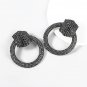 Vintage Exaggerated Alloy Set Rhinestones Round Earrings red