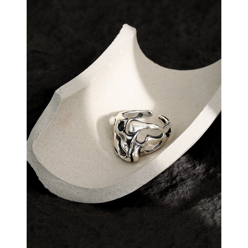 Vintage Hollow Skull Head 925 Sterling Silver Adjustable Ring Vintage
