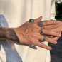 Vintage Inlaid Imitation Malachite Ring Skull Design Four-piece Men's Ring ancient silver