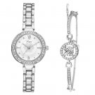 Vintage Ladies Diamond Dial Exquisite Watch Bracelet Set Rose Gold White Watch + Rose Gold Bracelet