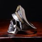 Vintage men's ring open undead army captain Vulkan double eagle skull officer ring Bronze