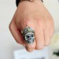 Vintage men's ring open undead army captain Vulkan double eagle skull officer ring two-color