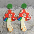 Vintage Mushroom Earrings Daisy Rainbow Smiley Flower Earrings 3