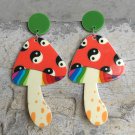 Vintage Mushroom Earrings Daisy Rainbow Smiley Flower Earrings 4