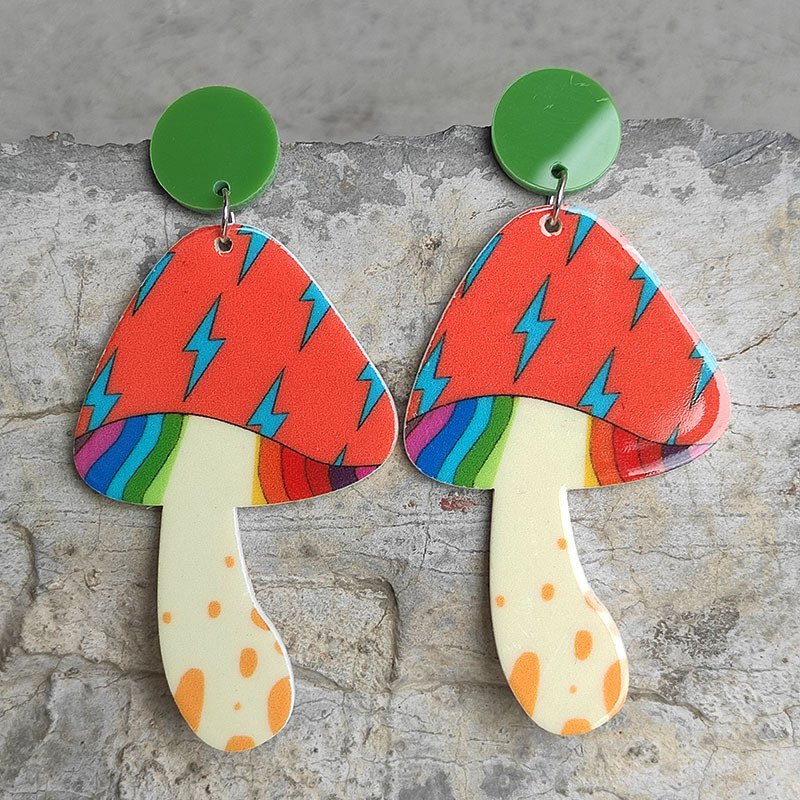 Vintage Mushroom Earrings Daisy Rainbow Smiley Flower Earrings 5