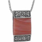 Vintage Sterling Silver Pink Coral square Pendant 2075