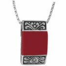 Vintage Sterling Silver Square Red Coral Pendant 2074