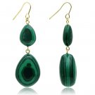 VL019 - Gold Brass Earrings with Synthetic MALACHITE in Emerald Default Title