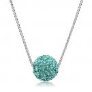 VL059 - Rhodium Brass Chain Pendant with Top Grade Crystal in Sea Blue
