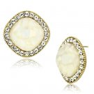 VL067 - IP Gold(Ion Plating) Brass Earrings with Precious Stone Conch in White Default Title